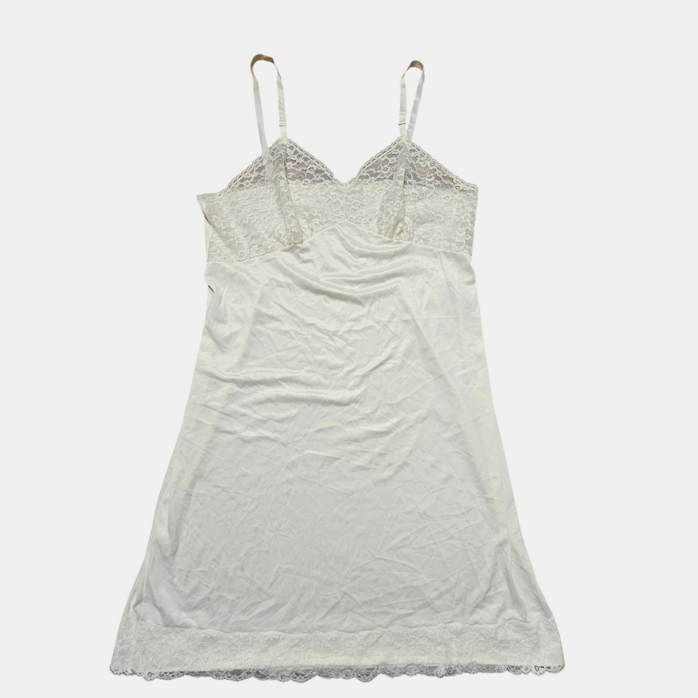 Vintage‎ White Lace Yoke Full Slip Dress Night Gown M Lingerie Cottagecore